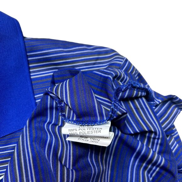 Chicago Cubs Polo Shirt Mens XL Blue Striped Performance MLB Short Sleeve - Picture 8 of 8